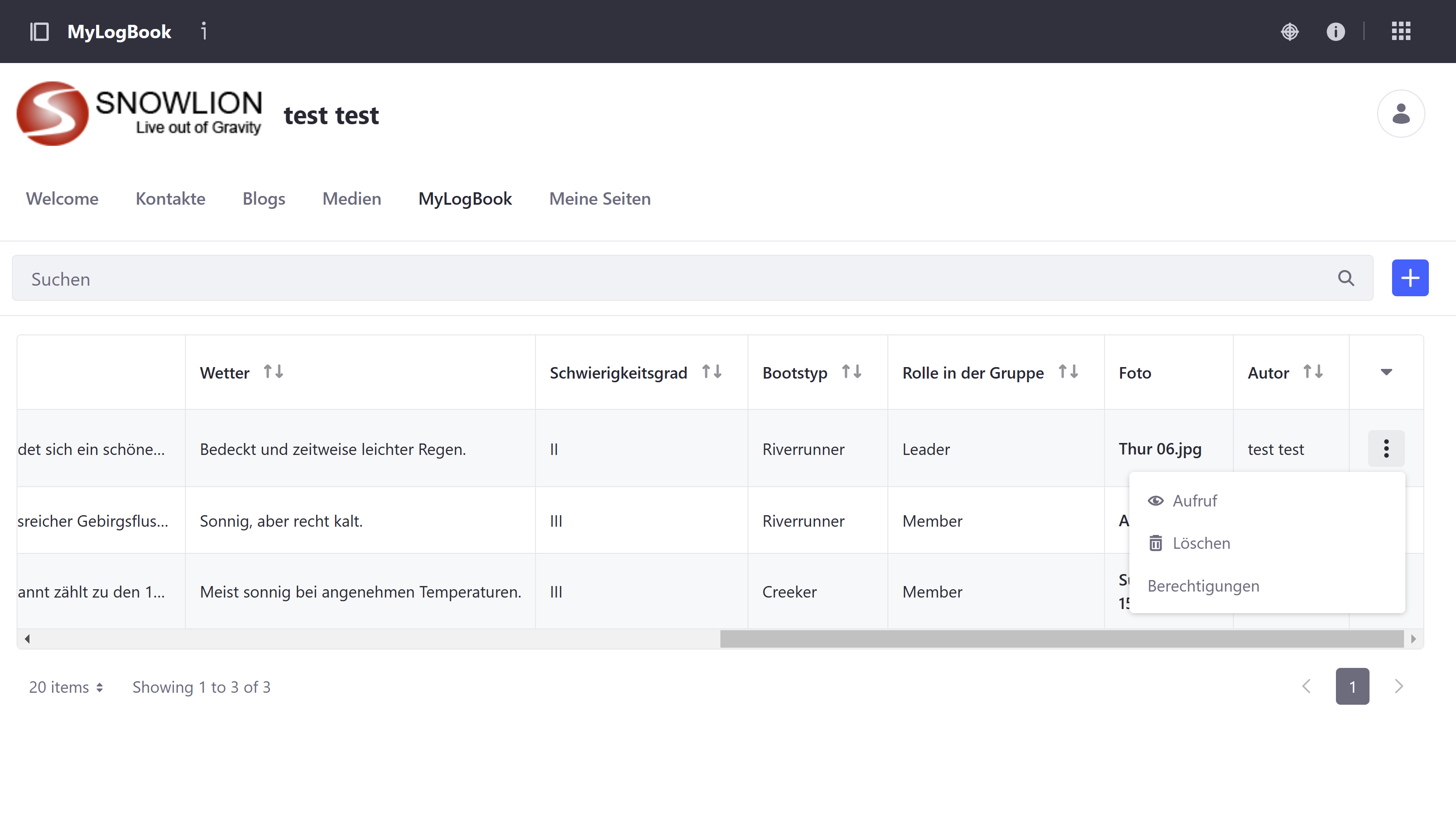 Klog - MyLogBook - Dokumentation - Kanu Logeinträge ansehen